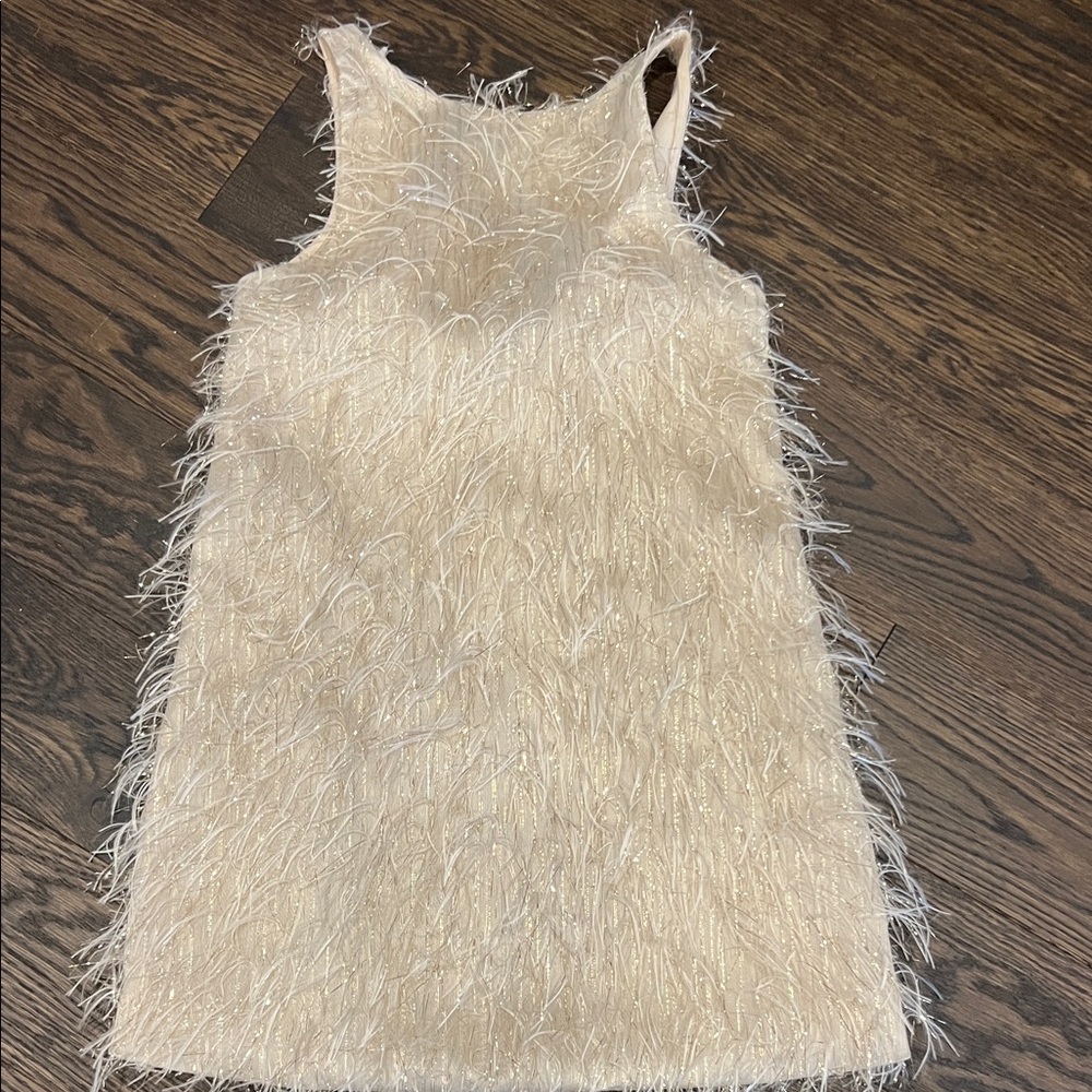 Zara Cream Feathered Kids Dress